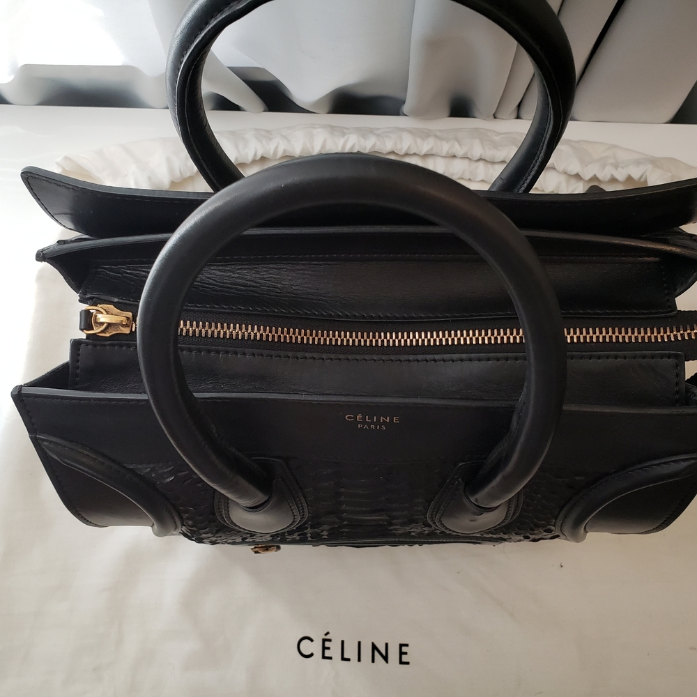 Celine Black Python Leather Tote Bag - image 6